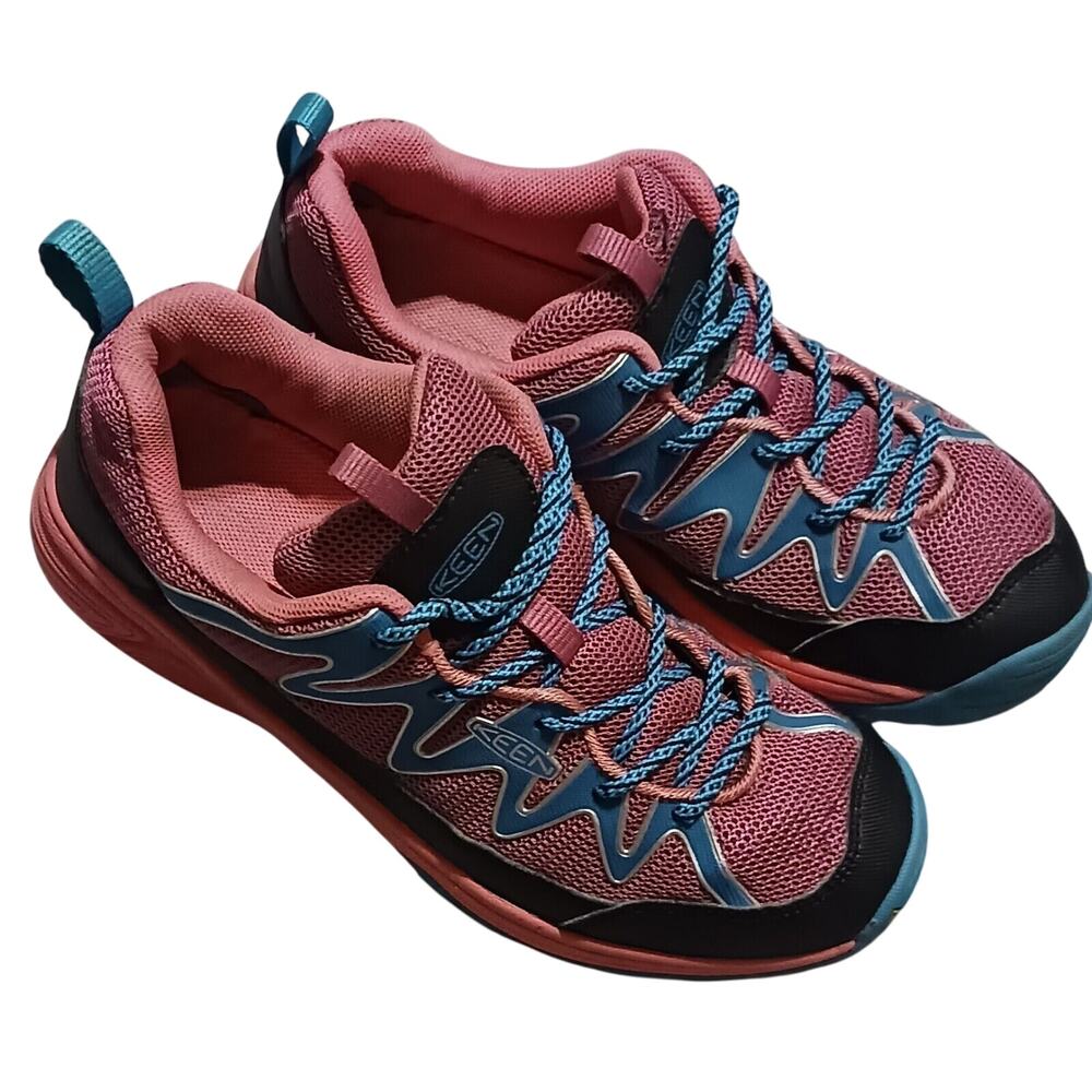 Keen Womens size 5 Trail Running pink teal black 1013586 Burn Mark Right Shoe